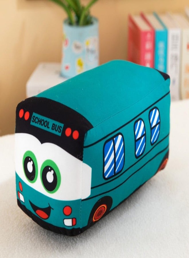OUKEYI 11.8 Inch/30cm Car Plush Toy Simulation Bus Cute Cartoon Pillow Filling Car Plush Pillow Toy Gift Children's Birthday Party Gift (Green) - Image 2